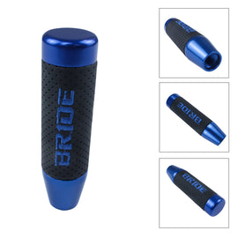 Brand New 13CM Blue Universal Bride Aluminum +Leather Gear Shift Knob Shifter Lever Head M8 M10 M12
