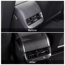 Load image into Gallery viewer, Brand New 2017-2024 Tesla Model 3 &amp; Y Real Carbon Fiber Rear Backseat A/C Vent Cover Trim