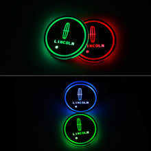 Load image into Gallery viewer, BRAND NEW UNIVERSAL 2PCS LINCOLN Switchable Seven Colorful LED Car Cup Holder Mat Coaster Pad