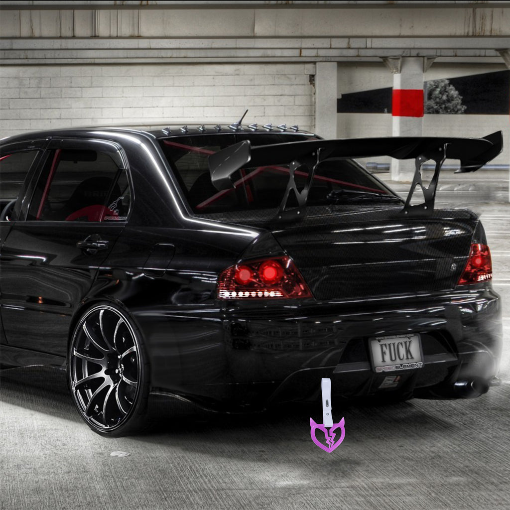 Brand New Devil Demon Broken Heart Purple Glow In The Dark JDM TSURIKAWA Ring Subway Train Bus Handle Strap Charm Drift