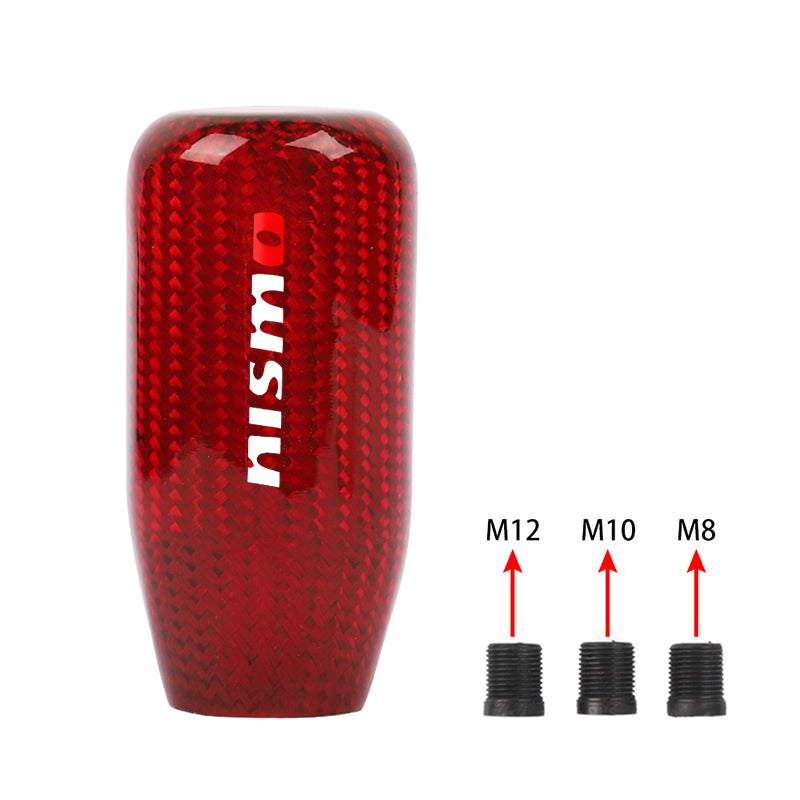 Brand New Universal V5 Nismo Red Real Carbon Fiber Car Gear Stick Shift Knob For MT Manual M12 M10 M8