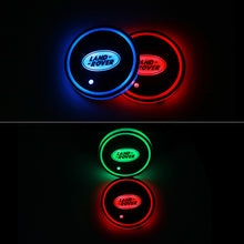 Load image into Gallery viewer, BRAND NEW UNIVERSAL 2PCS LAND ROVER Switchable Seven Colorful LED Car Cup Holder Mat Coaster Pad