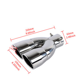 Brand New Universal Dual Silver Round Shaped Stainless Steel Car Exhaust Pipe Muffler Tip Trim Straight