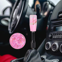 Load image into Gallery viewer, Brand New JDM Glitter Pink Rose Flowers Manuel Gear Stick Shift Knob M8 M10 M12 &amp; Black Shifter Extender Extension