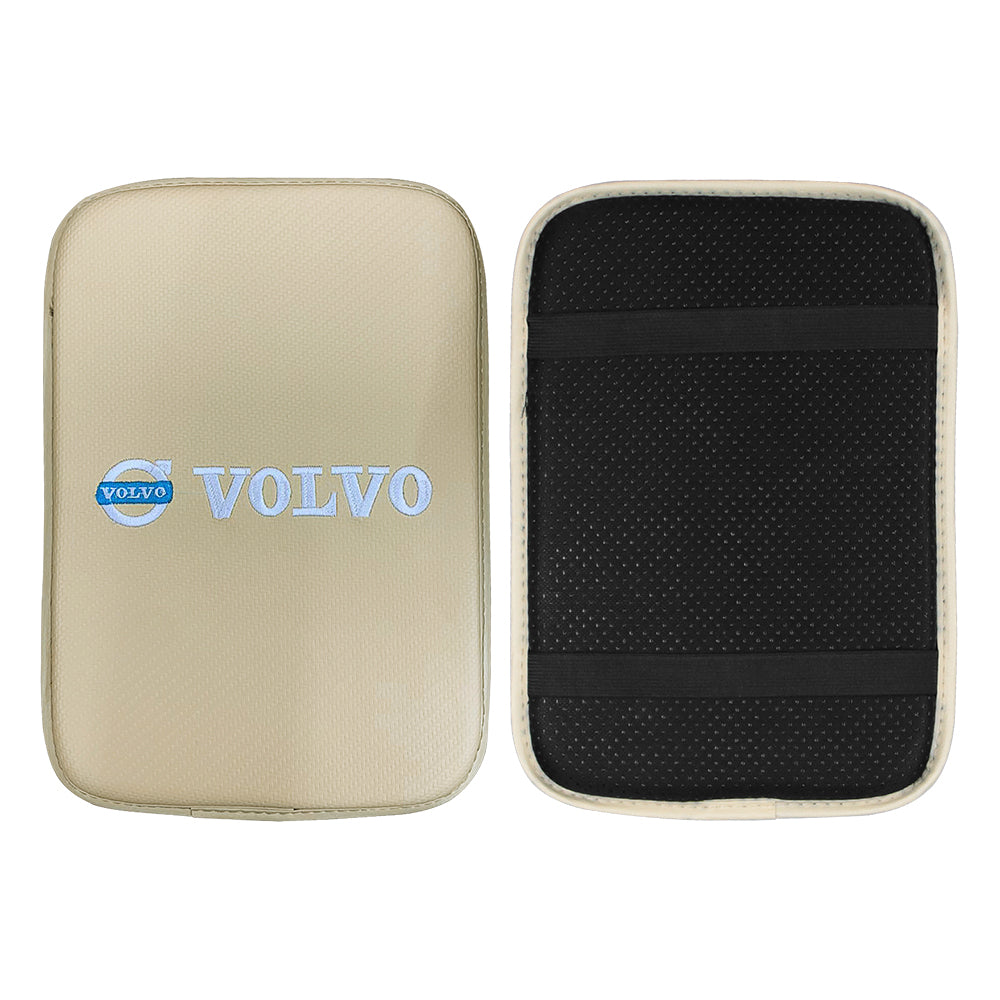 BRAND NEW UNIVERSAL VOLVO BEIGE Car Center Console Armrest Cushion Mat Pad Cover Embroidery