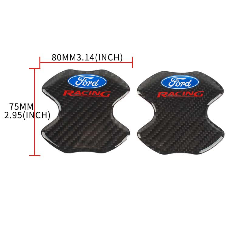 BRAND NEW UNIVERSAL 2PCS FORD RACING REAL CARBON FIBER ANTI-SCRATCH DOOR HANDLE PROTECTOR