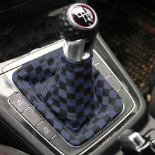 Load image into Gallery viewer, Brand New Universal Checkered Dark Gray Black Stitch Fabric Gear Manual Shifter Shift Knob Boot