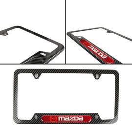 Brand New Universal 1PCS Mazda Carbon Fiber Look Metal License Plate Frame