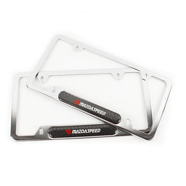 Brand New Universal 2PCS MAZDASPEED Chrome Metal License Plate Frame