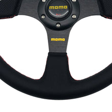 Load image into Gallery viewer, Brand New 14&quot; MOMO Style Racing Black Stitching Leather PVC Sport Steering Wheel w Horn Button