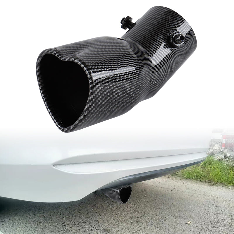 Brand New Universal Carbon Fiber Look Heart Shaped Stainless Steel Car Exhaust Pipe Muffler Tip Trim Bend