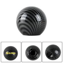 Load image into Gallery viewer, BRAND NEW UNIVERSAL MOMO JDM Aluminum Carbon Fiber Style Round Ball Manual Gear Stick Shift Knob Universal M8 M10 M12