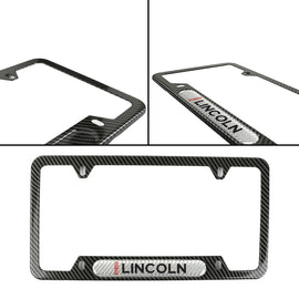 Brand New Universal 1PCS Lincoln Carbon Fiber Look Metal License Plate Frame