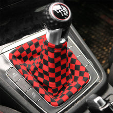 Load image into Gallery viewer, Brand New Universal Checkered Red Black Stitch Fabric Gear Manual Shifter Shift Knob Boot