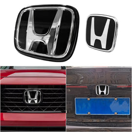 BRAND NEW 3PCS HONDA BLACK FRONT+REAR+STEERIING JDM EMBLEM SET FOR ACCORD 2023-2025 4DR SEDAN