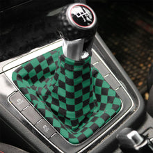 Load image into Gallery viewer, Brand New Universal Checkered Green Black Stitch Fabric Gear Manual Shifter Shift Knob Boot