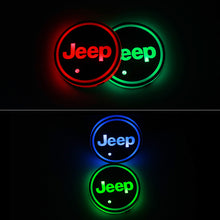 Load image into Gallery viewer, BRAND NEW UNIVERSAL 2PCS JEEP Switchable Seven Colorful LED Car Cup Holder Mat Coaster Pad
