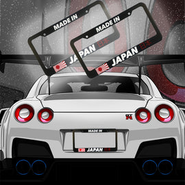 Brand New Universal 2PCS JDM MADE IN JAPAN ABS Plastic Black License Plate Frame