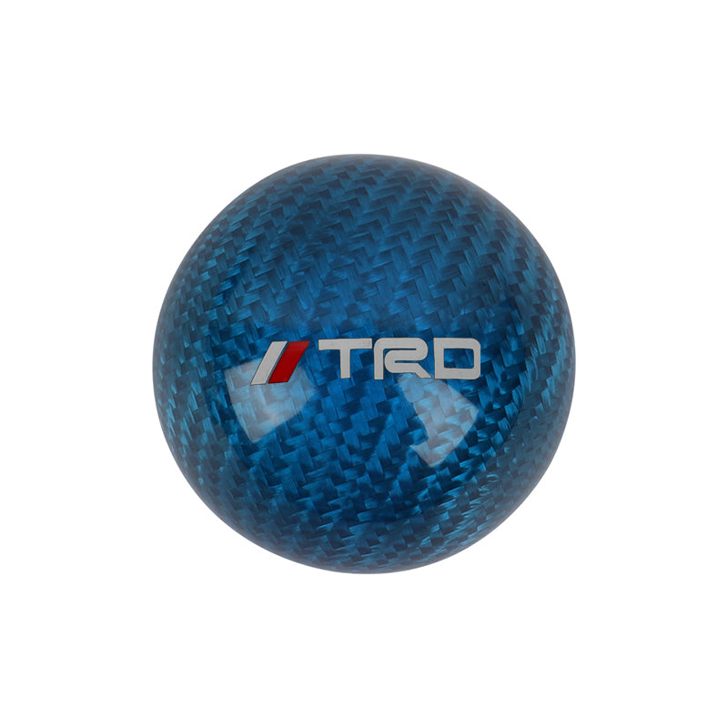 Brand New Universal TRD Car Gear Shift Knob Round Ball Shape Blue Real Carbon Fiber M8 M10 M12