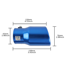 Brand New Universal Blue Single Round Shape Car Exhaust Muffler Tip Straight Pipe 63mm 2.5‘’ Inlet