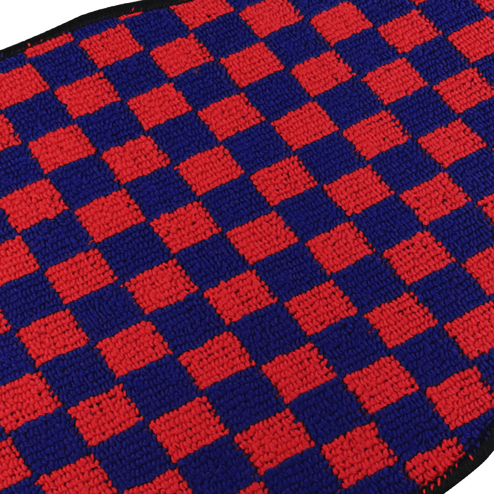 Brand New 4PCS UNIVERSAL CHECKERED Red Racing Fabric Car Floor Mats Interior Carpets