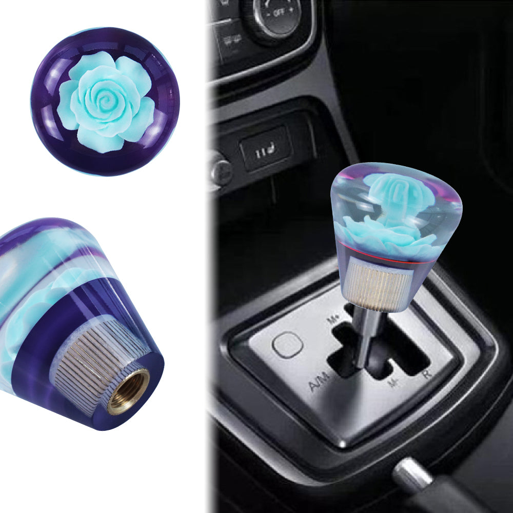 BRAND NEW JDM 50MM Universal Diamond Flower Blue Crystal Manual Gear Stick Shift Knob Shifter M8 M10 M12