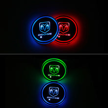 Load image into Gallery viewer, BRAND NEW UNIVERSAL 2PCS DODGE Switchable Seven Colorful LED Car Cup Holder Mat Coaster Pad