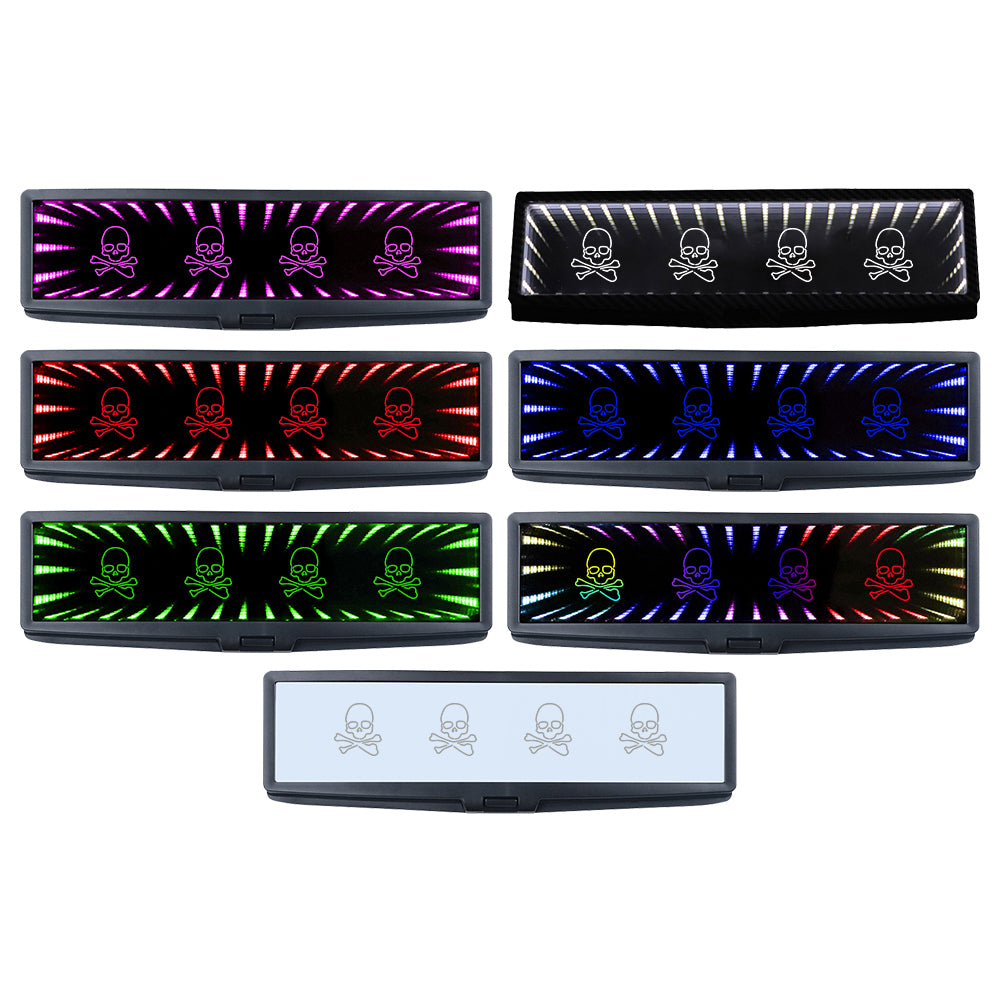 BRAND NEW UNIVERSAL JDM V3 SKULL HEAD MULTI-COLOR GALAXY MIRROR LED LIGHT CLIP-ON REAR VIEW WINK REARVIEW