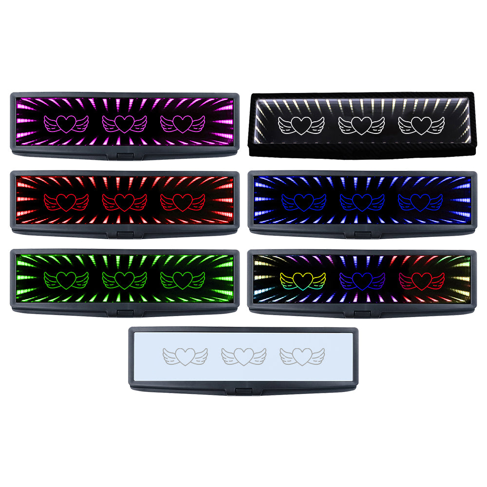 BRAND NEW UNIVERSAL JDM HEART WINGS MULTI-COLOR GALAXY MIRROR LED LIGHT CLIP-ON REAR VIEW WINK REARVIEW