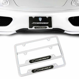 Brand New Universal 2PCS Chevrolet Silver Metal License Plate Frame