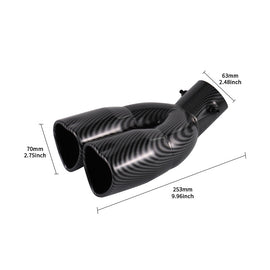 Brand New Universal Dual Carbon Fiber Look Heart Shaped Stainless Steel Car Exhaust Pipe Muffler Tip Trim Curve