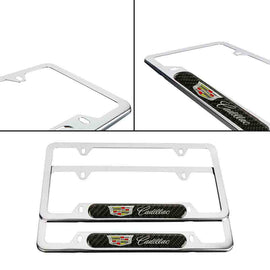 Brand New Universal 2PCS Cadillac Chrome Metal License Plate Frame