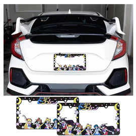 Brand New Universal 2PCS Anime Sailor Moon ABS Plastic Black License Plate Frame
