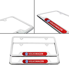 Brand New Universal 2PCS VOLKSWAGEN Chrome Metal License Plate Frame