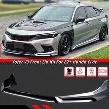 Load image into Gallery viewer, BRAND NEW 4PCS 2022-2023 Honda Civic 11th Gen Yofer Painted V3 Blk Lunar Silver Bumper Lip Splitter Kit