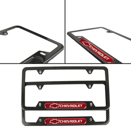 Brand New Universal 2PCS Chevrolet Carbon Fiber Look Metal License Plate Frame