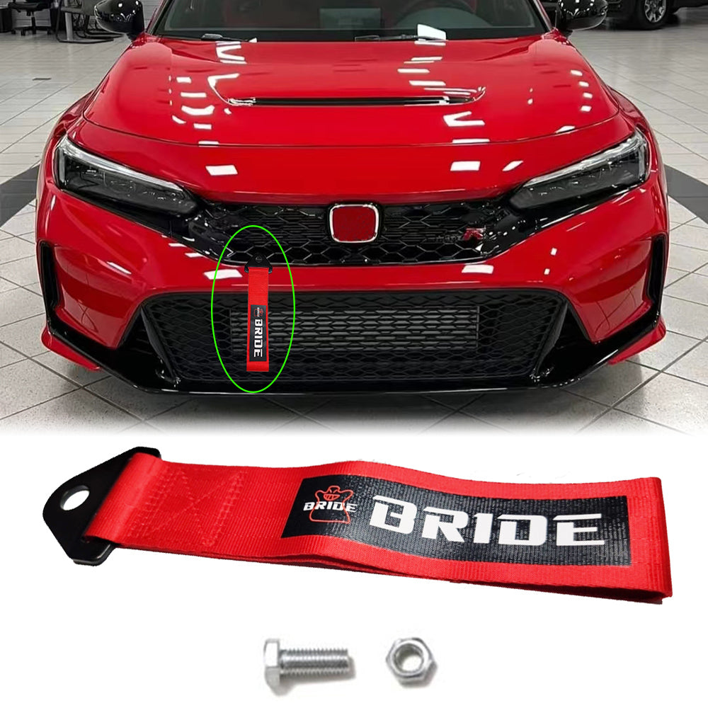 Brand New Bride Racing High Strength Red Tow Towing Strap Hook For Front / REAR BUMPER JDM