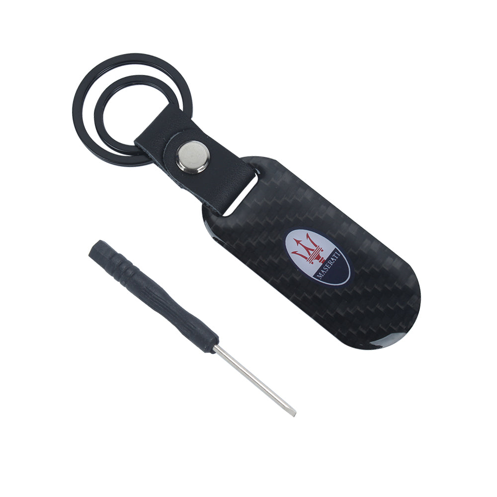 Brand New Universal 100% Real Carbon Fiber Keychain Key Ring For Maserati