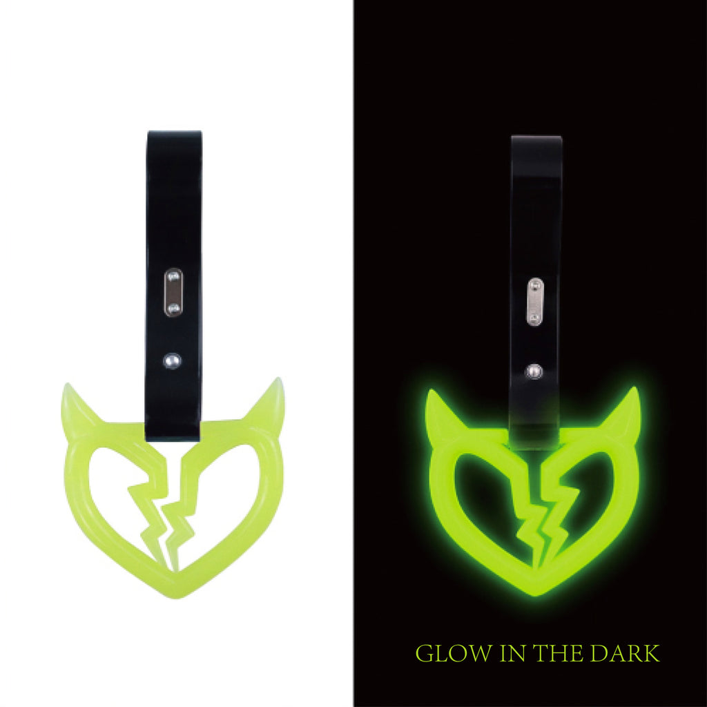 Brand New Devil Demon Broken Heart Yellow Glow In The Dark JDM TSURIKAWA Ring Subway Train Bus Handle Strap Charm Drift