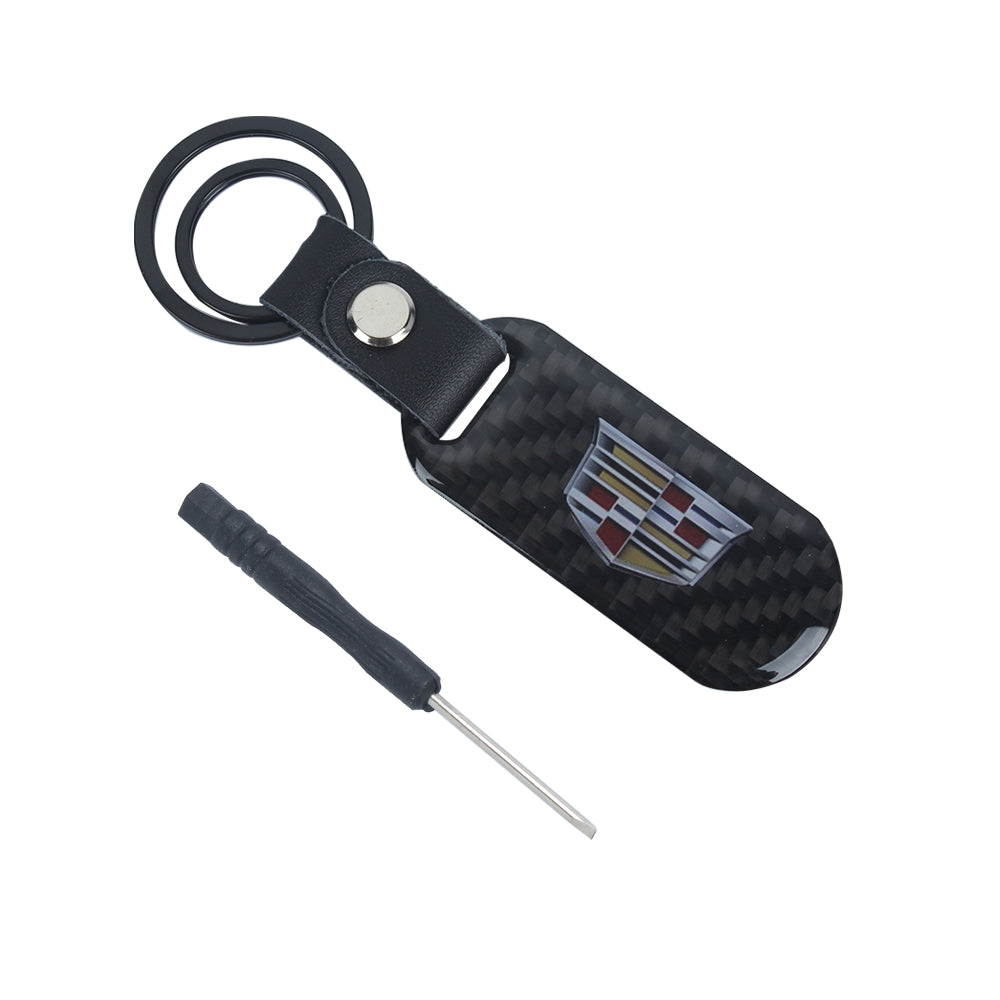 Brand New Universal 100% Real Carbon Fiber Keychain Key Ring For Cadillac