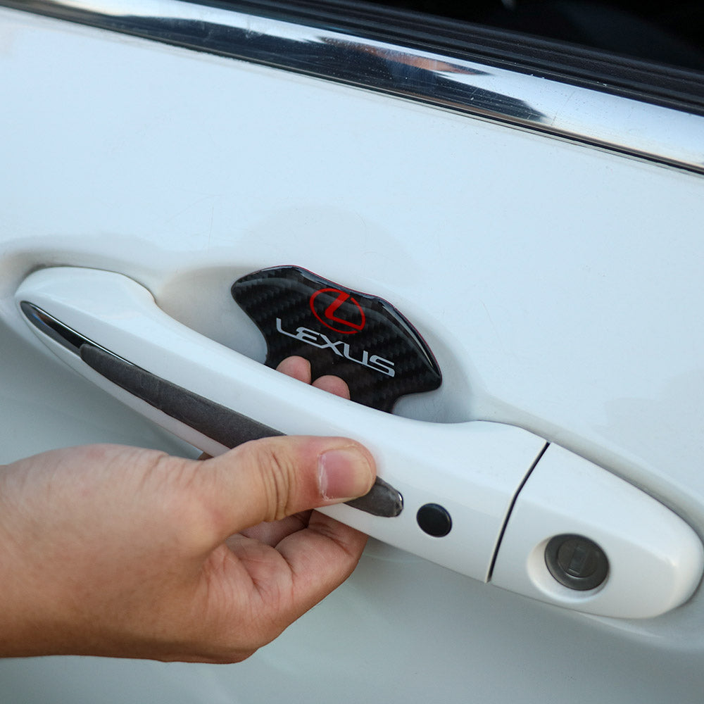 BRAND NEW UNIVERSAL 2PCS LEXUS REAL CARBON FIBER ANTI-SCRATCH DOOR HANDLE PROTECTOR