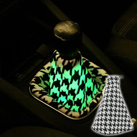 Brand New Universal Houndstooth Style White / Black With Black Stitch Fabric Gear Manual Shifter Shift Knob Boot