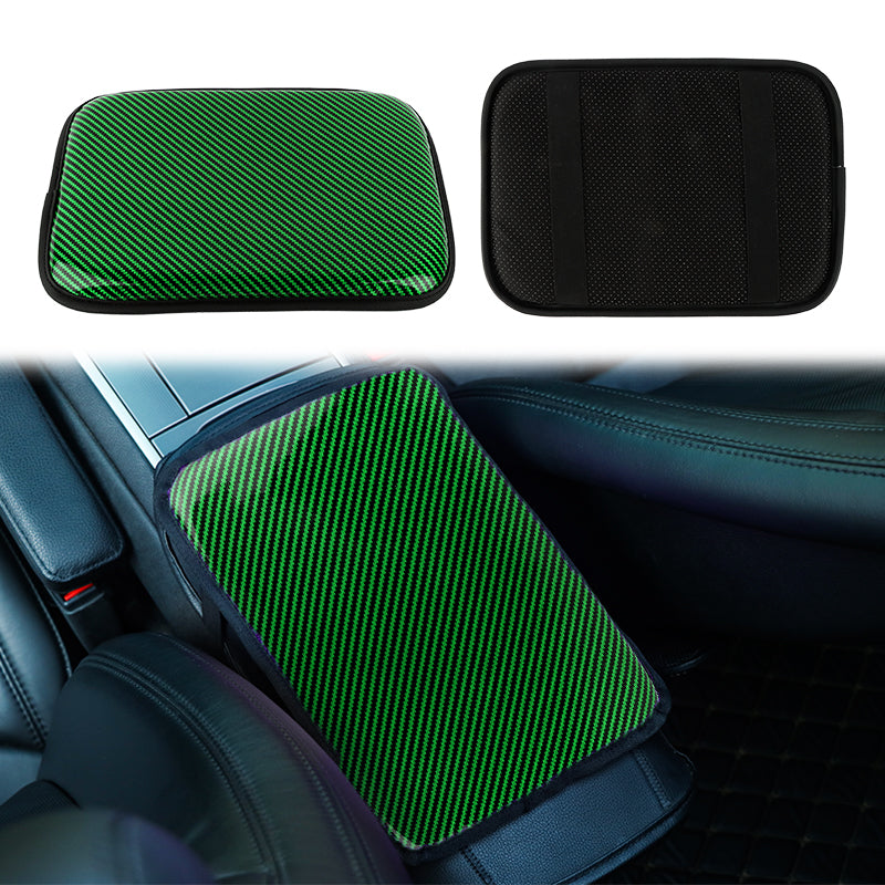 BRAND NEW UNIVERSAL CARBON FIBER GREEN Car Center Console Armrest Cushion Mat Pad Cover