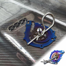 Brand New Universal Turbo Shaped Car Hood Pin Kit Aluminum Alloy Hood Pin Lock Latch Catch Burnt Blue