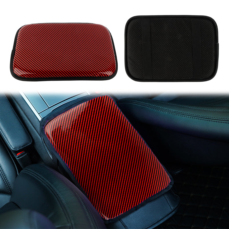 BRAND NEW UNIVERSAL CARBON FIBER RED Car Center Console Armrest Cushion Mat Pad Cover