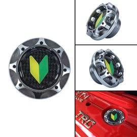 Brand New Toyota Jdm Beginner Leaf Real Carbon Fiber Sticker ALUMNIUM Gunmetal Billet Engine Oil FILLER Cap
