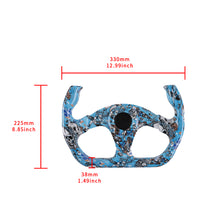 Load image into Gallery viewer, BRAND NEW UNIVERSAL 330MM Graphic Skull Look Yoke Style Acrylic 6 Holes Blue Steering Wheel w/Horn Button Cover