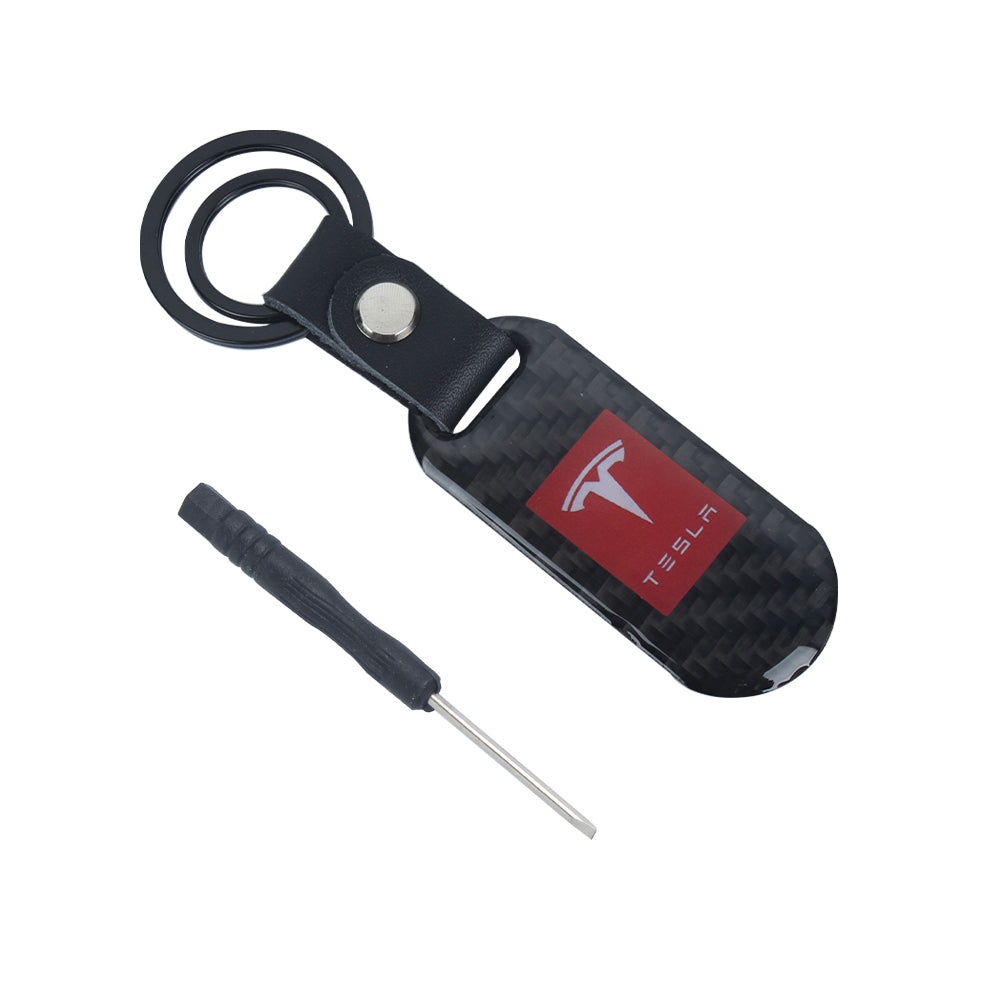 Brand New Universal 100% Real Carbon Fiber Keychain Key Ring For Tesla