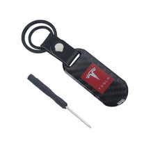 Load image into Gallery viewer, Brand New Universal 100% Real Carbon Fiber Keychain Key Ring For Tesla