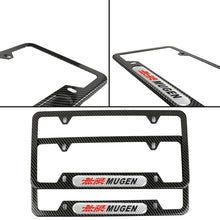 Load image into Gallery viewer, Brand New Universal 2PCS MUGEN Carbon Fiber Look Metal License Plate Frame